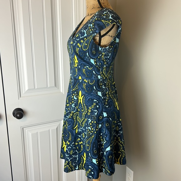 Plenty by Tracy Reese Blue Paisley Melanie Cap Sleeve Dress Size 4 - Picture 5 of 9